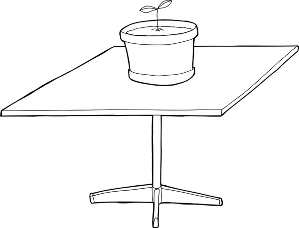 Planta de interior delineada sobre mesa cuadrada — Archivo Imágenes Vectoriales