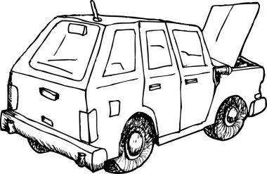 Araba açık Hood ile özetlenen