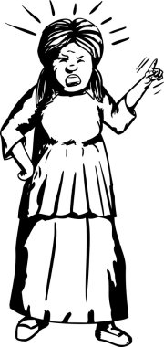 Öfkeli kadın anahat illüstrasyon