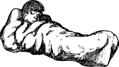 Uyku tulumu içinde erkek taslağı