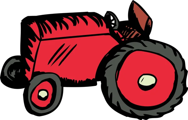 Pojedynczy czerwony traktor — Wektor stockowy