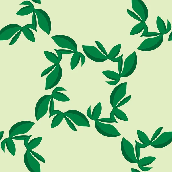 タイル張りの緑葉パターン — ストックベクタ