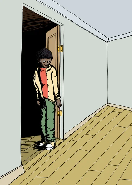 Adolescent à la porte — Image vectorielle