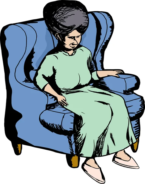 Fille dans la chaise bleue de sofa — Image vectorielle