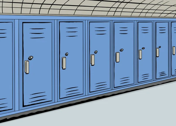 Ряд синих шкафчиков — стоковый вектор