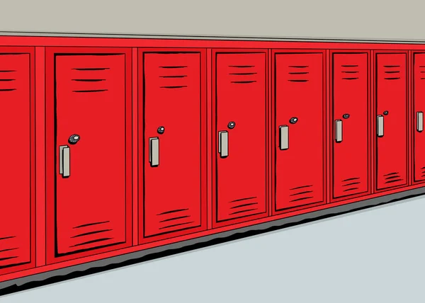 Row of Red Lockers — Stock Vector