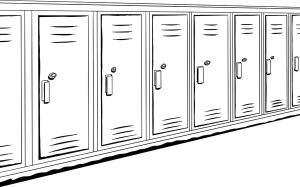 Row of Outlined Lockers — Stock Vector