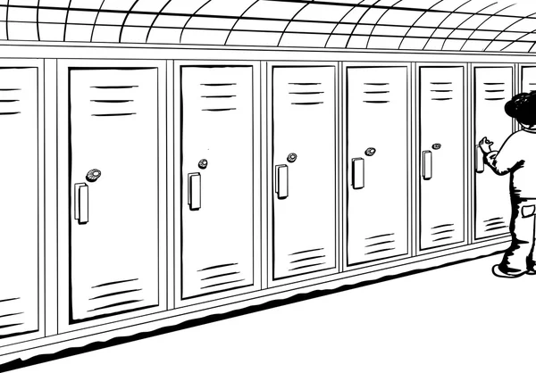 Esboço do armário de abertura do estudante — Vetor de Stock