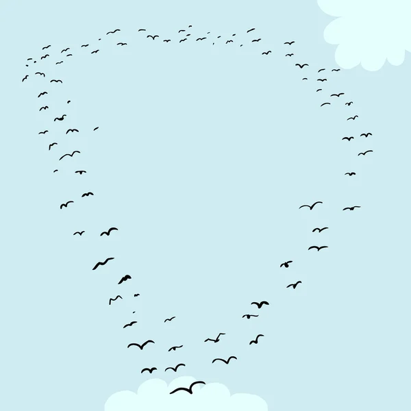 Formation d'oiseaux en D — Image vectorielle