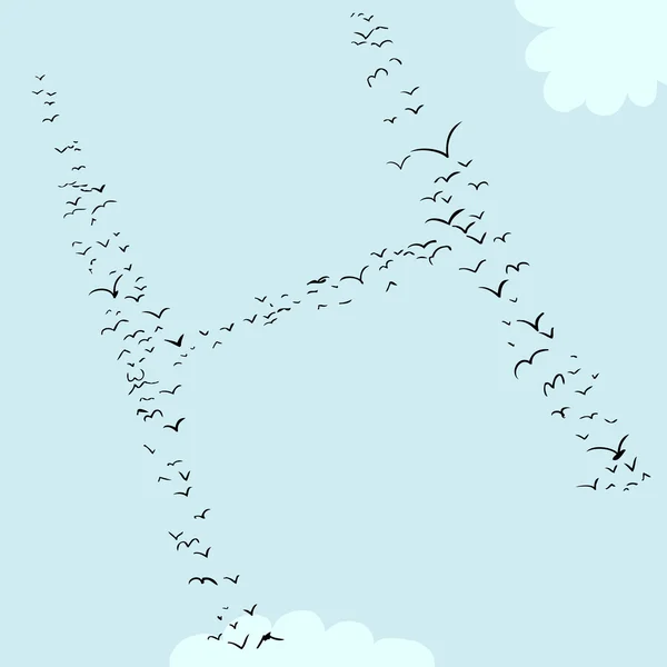 Formation d'oiseaux en H — Image vectorielle