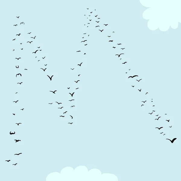 Formación de aves en M — Vector de stock