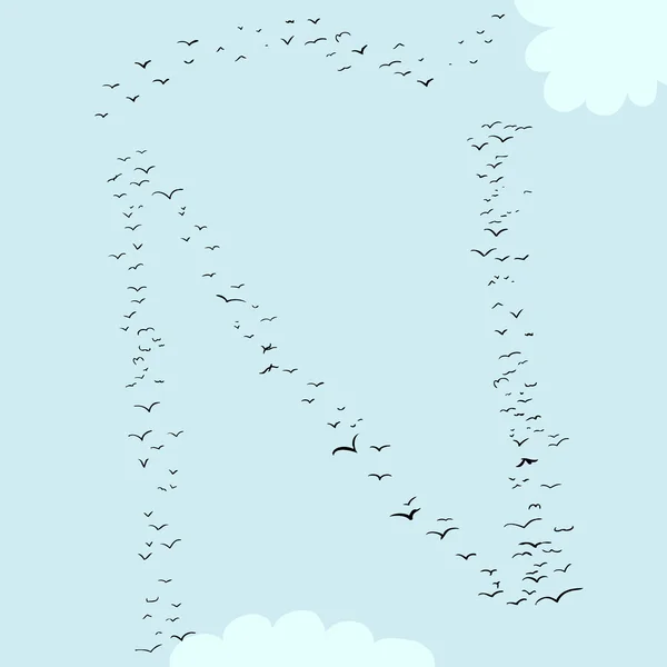 Formation d'oiseaux comme N Tilde — Image vectorielle