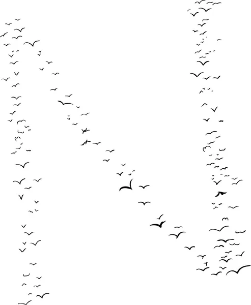 Formation d'oiseaux en N — Image vectorielle