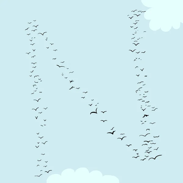 Formation d'oiseaux en N — Image vectorielle