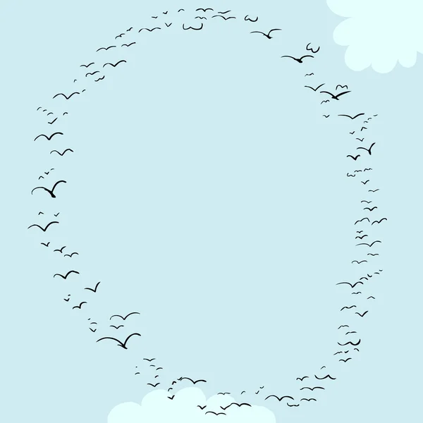 Bird Formation In O — Stock Vector