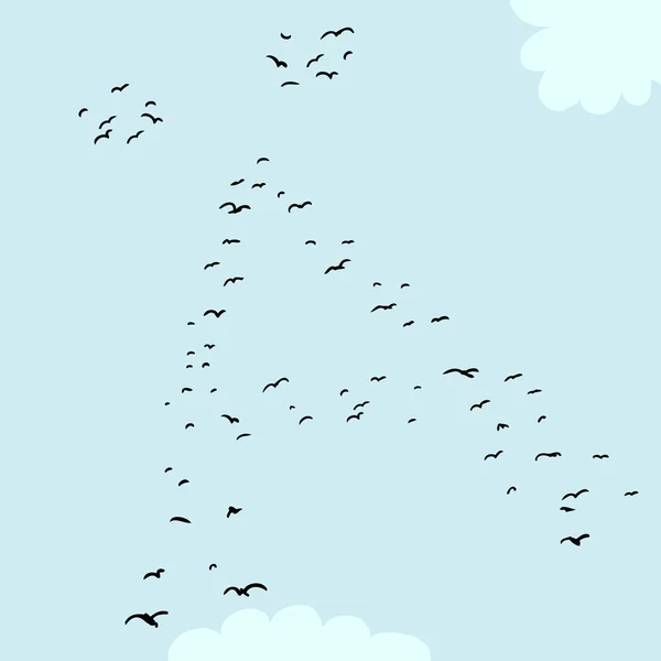 Formación de Aves en Diacrtic A — Vector de stock