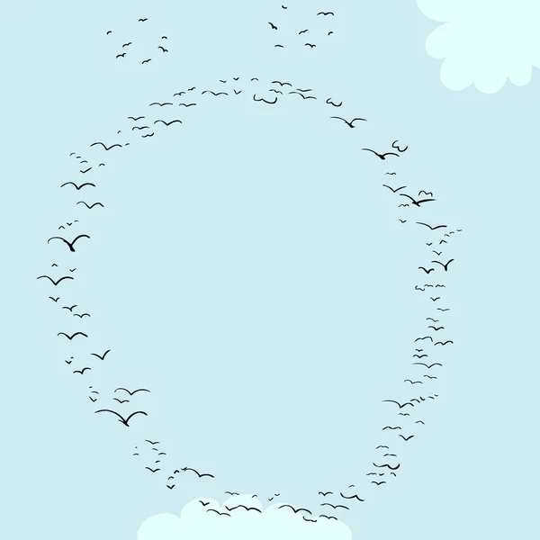 Formation d'oiseaux dans la diacritique O — Image vectorielle