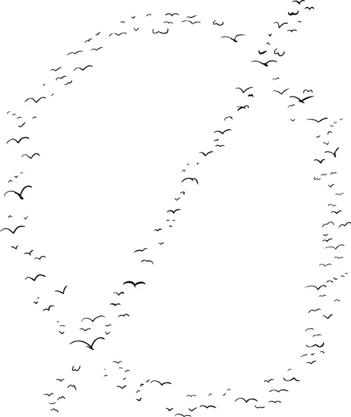 Formation d'oiseaux en minuscule O — Image vectorielle