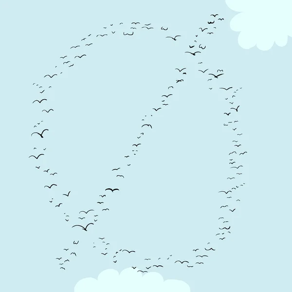 Formation d'oiseaux en minuscule O — Image vectorielle