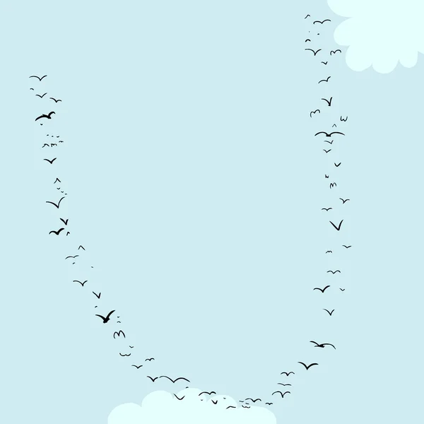 Bird Formation In U — Stock Vector