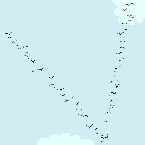 Bird Formation In V — Stock Vector