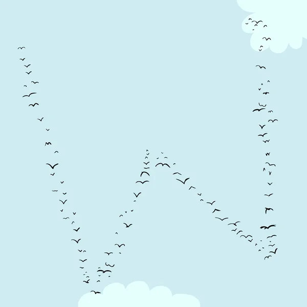 Formación de aves en W — Vector de stock