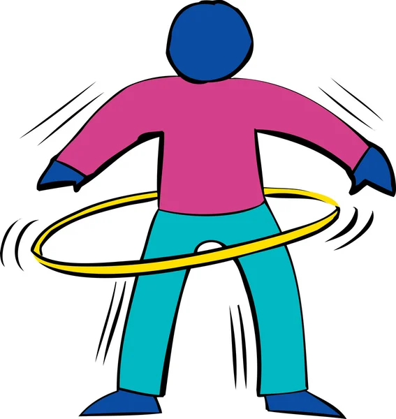 Blue Person Using Hula Hoop — Stock Vector