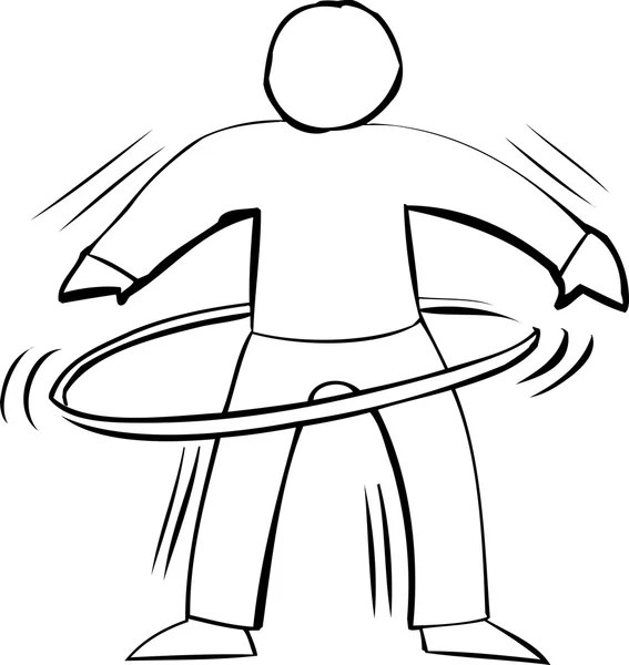 Outline of Person Using Hula Hoop — Stock Vector