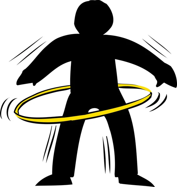 Backlit Person Using Hula Hoop — Stock Vector