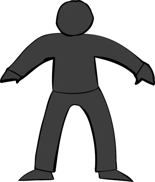 Figura humana negra en blanco — Vector de stock