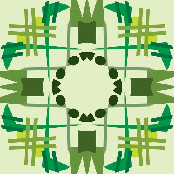 Green Symmetrical Tile Patterns — Stock Vector