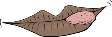 Dudaklar karikatür yalama izole