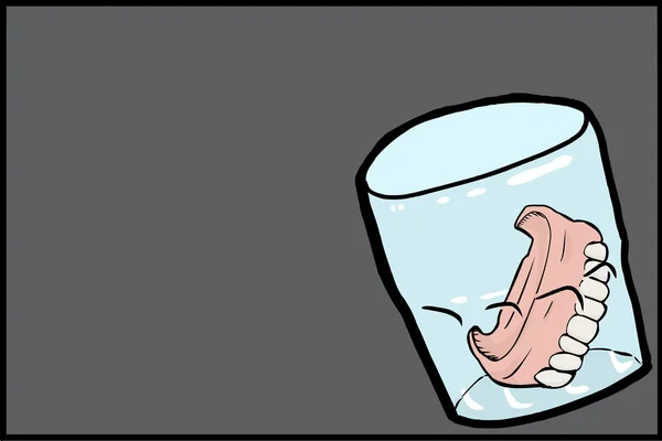 Zubní protézy v poháru nad Gray — Stockový vektor