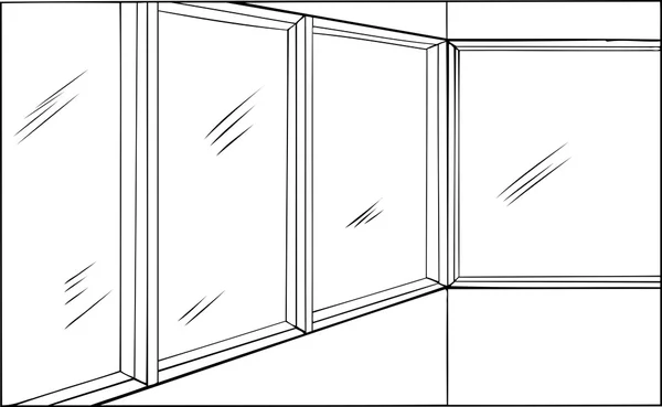 Ruangan dengan Outline Windows - Stok Vektor