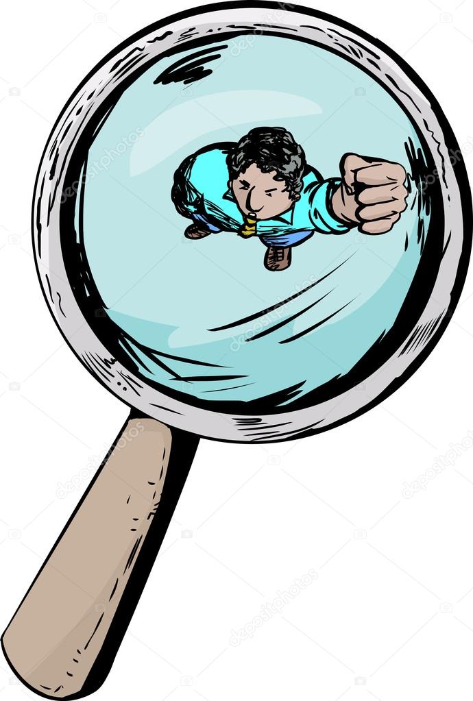 Angry Man Under Magnifying Glass