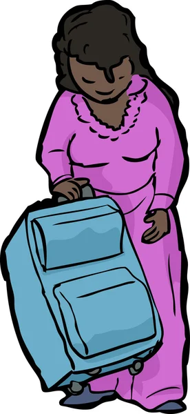 Vrouw met koffer — Stockvector