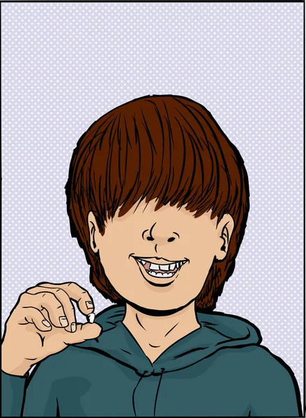 Улыбающийся мальчик с отсутствующим зубом — стоковый вектор