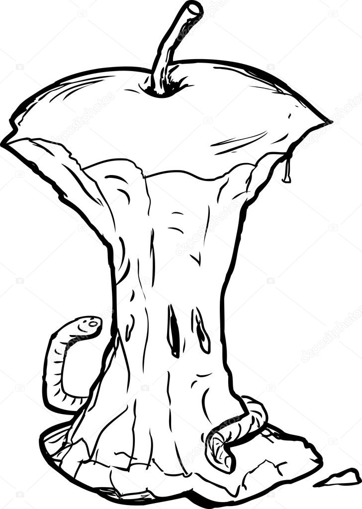 Ausmalbild Apfel Mit Wurm