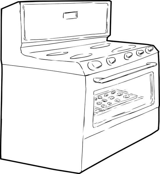 Horno individual con galletas en el interior — Vector de stock