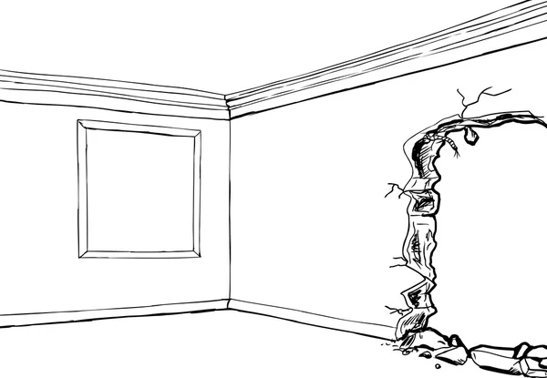 Отвір у стіні з контуром рамки — стоковий вектор