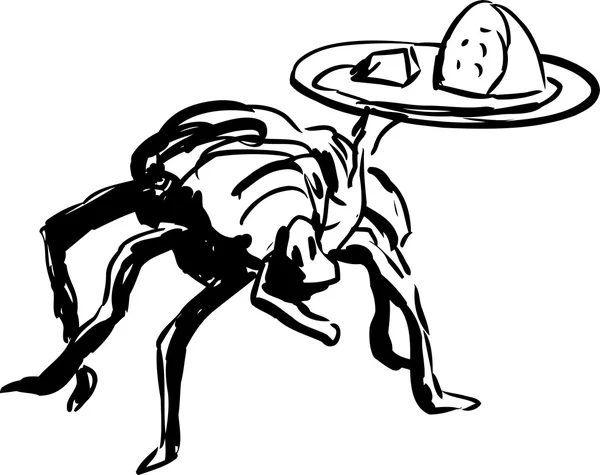 Официант-паук, обслуживающий еду — стоковый вектор