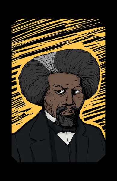 Retrato de Frederick Douglass sobre gravura amarela —  Vetores de Stock