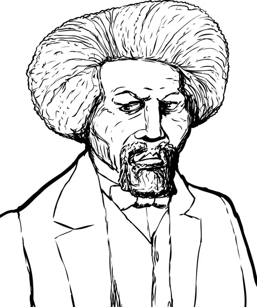 Umrissenes Porträt von Frederick Douglass — Stockvektor