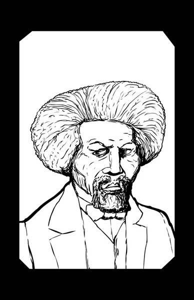 Portrait contour de Frederick Douglass avec cadre — Image vectorielle