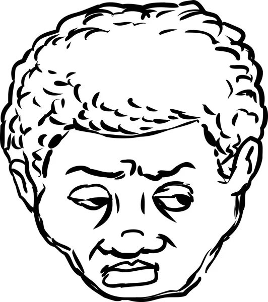 Outlined head of worried Black man — Stock Vector