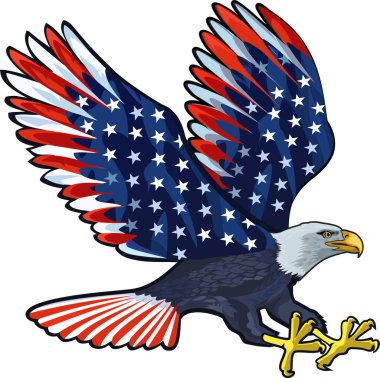 Amerikan bayraklı Amerikan kartalı