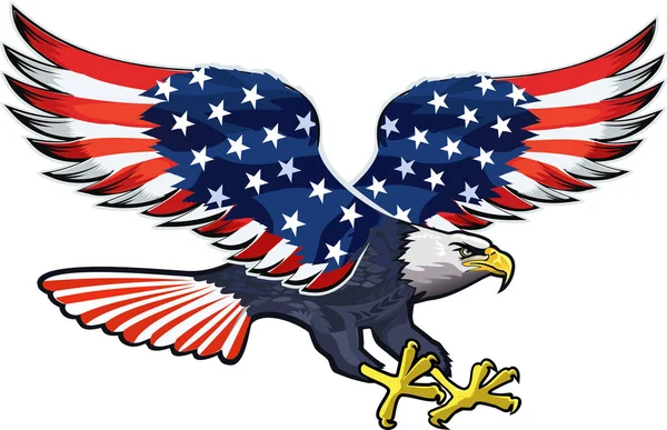 Águila Americana Con Banderas — Vector de stock