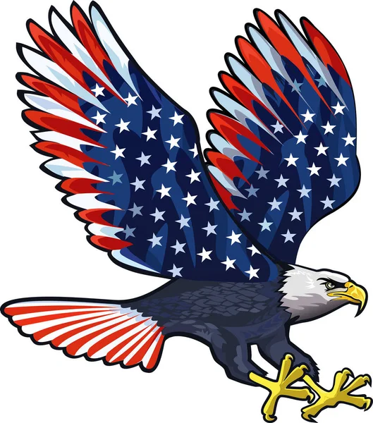 Águila Americana Con Banderas — Vector de stock