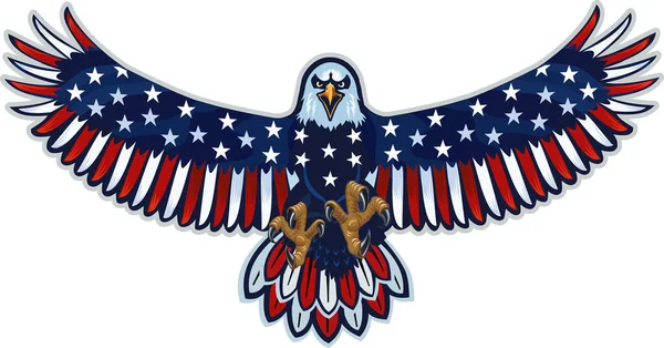 Águila Americana Con Banderas — Vector de stock