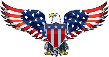 Amerikan bayraklı Amerikan kartalı